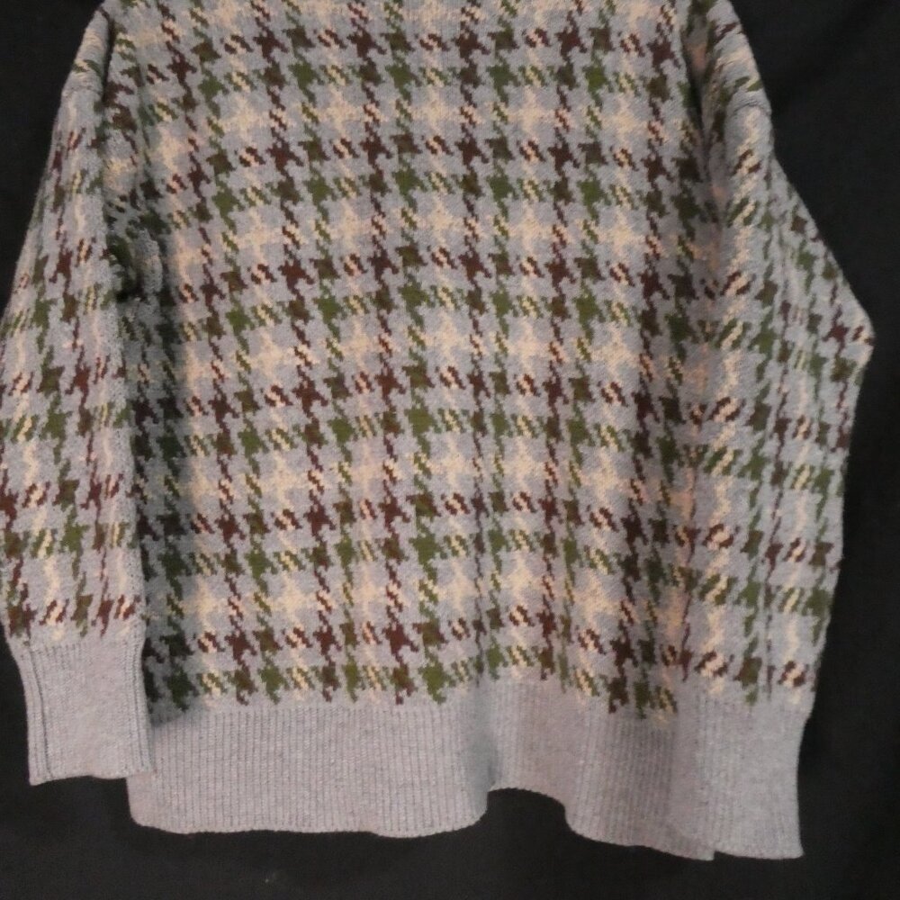 Heavy Wool Blend Houndstooth Button-Up Cardigan | xl - extra large | V-Neck - Picture 13 of 15